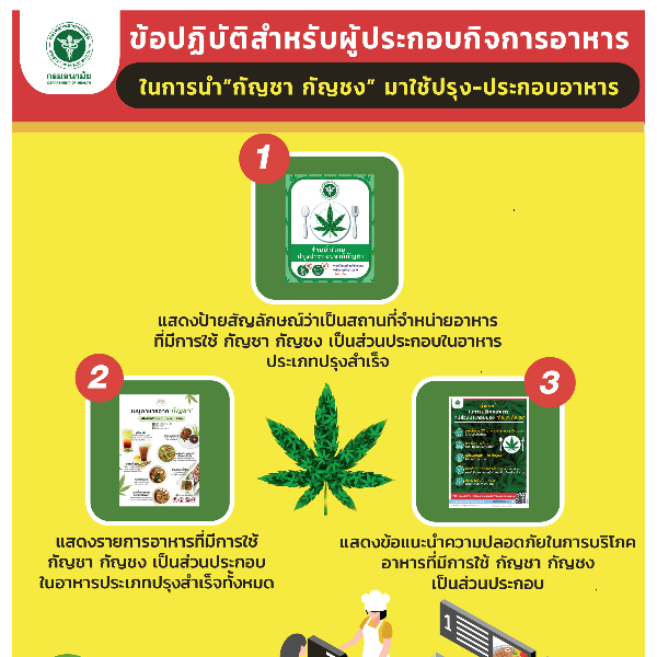 ข้อปฏิบัติสำหรับผู้ประกอบกิจการอาหารในการนำ”กัญชา กัญชง”มาใช้ปรุง-ประกอบอาหาร